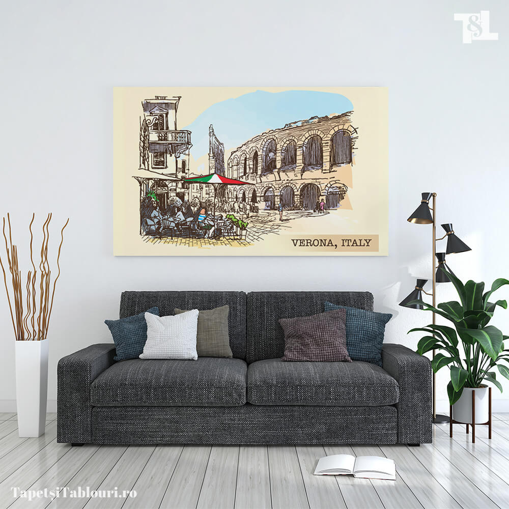 Tablou Canvas Amiaza în Verona: Acuarele Urbane
