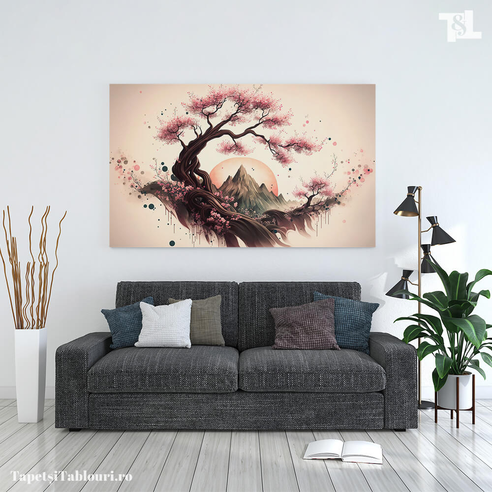 Tablou Canvas Cireș înflorit: O Poveste Asiatică