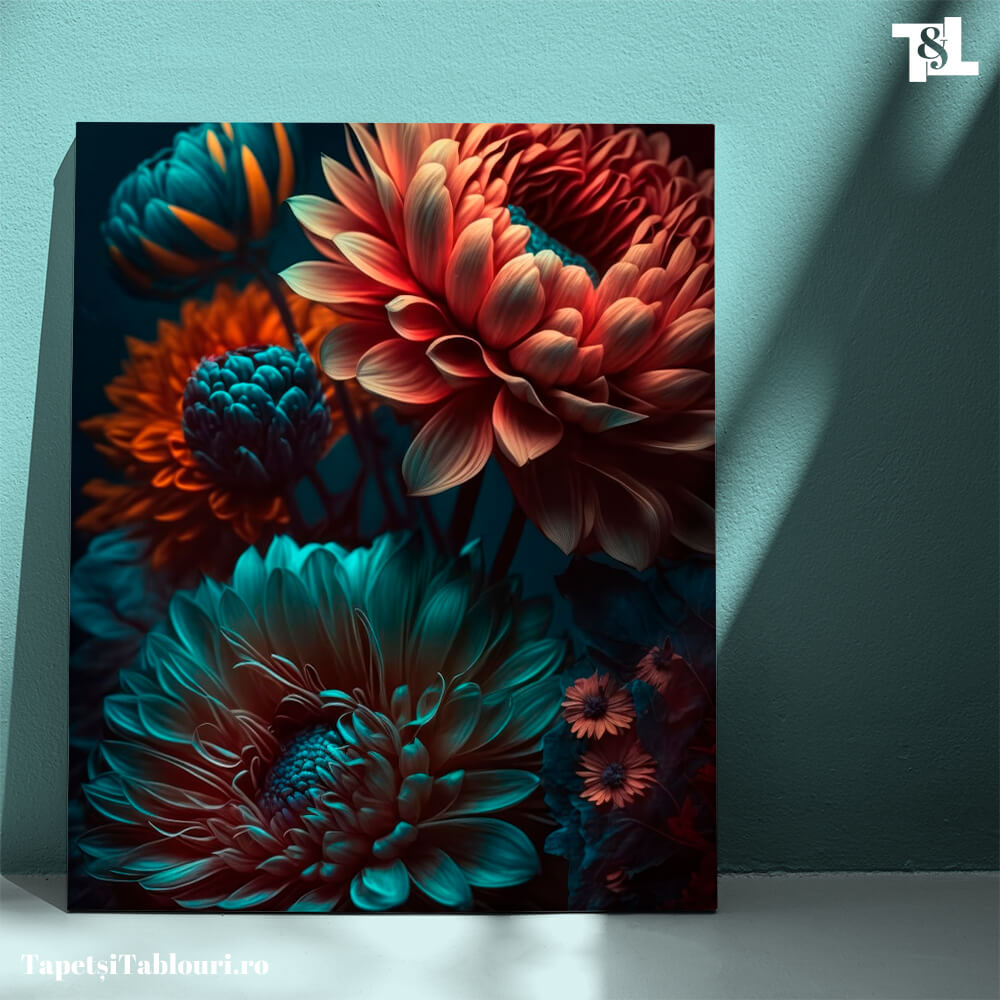 Tablou Canvas Flori în Nocturn: Sinfonia Colorată