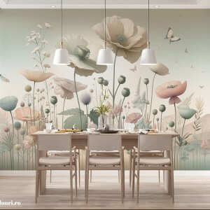 Tapet Decorativ cu Model Grădină Înflorită