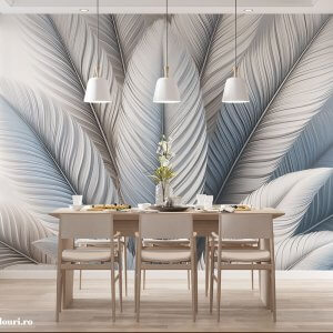 Tapet Decorativ cu Model de Pene pentru Dining